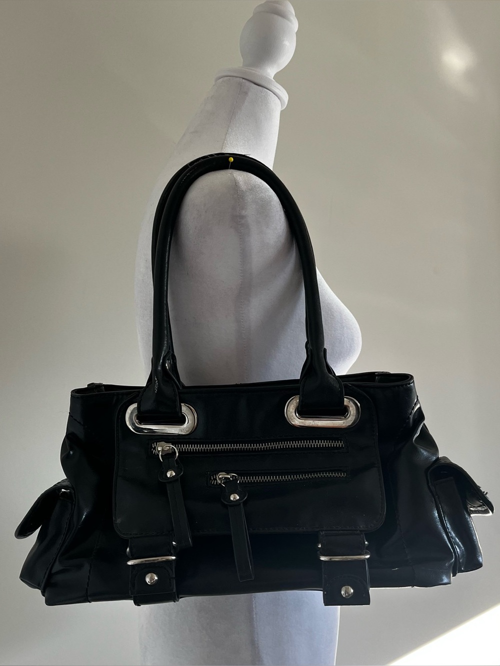 Vintage Grunge Black Leather Purse